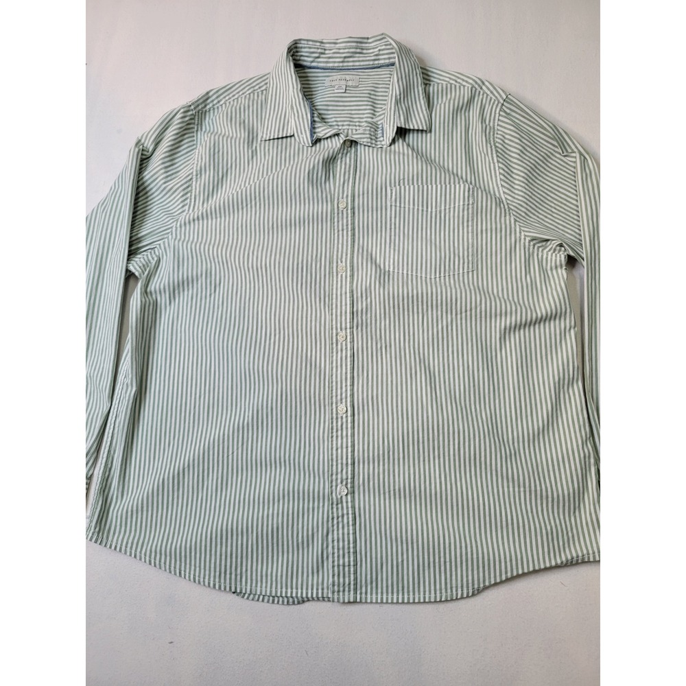 Free Assembly Mens XXL Green White Striped Long Sleeve Button Down Shirt 1713